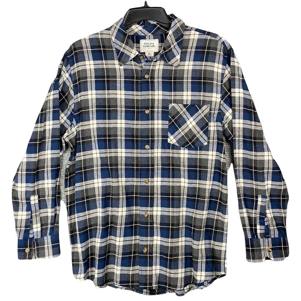 Field Stream Shirt Mens Extra Large Plaid Flannel Casual Hiking Outdoors Camping